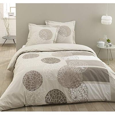 Vision , Parure de lit et 2 taies d'oreiller en coton, couleur beige, coton, écru, 240 x 220 cm Vision , Parure de lit et 2 taies d'oreiller en coton, couleur beige, coton, écru, 240 x 220 cm