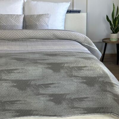 Euromat Couvre-lit matelassé avec 2 taies d'oreiller 40 x 40 cm (gris SY-6841, 220 x 240 cm) Euromat Couvre-lit matelassé avec 2 taies d'oreiller 40 x 40 cm (gris SY-6841, 220 x 240 cm)