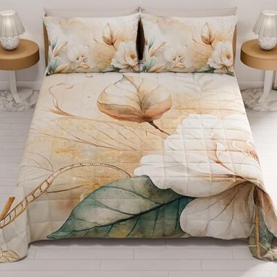 PETTI Artigiani Italiani Couvre-lit double été 260 x 270 cm 100 g/m² double face, couette légère, florale 154, 100% fabriqué en Italie PETTI Artigiani Italiani Couvre-lit double été 260 x 270 cm 100 g/m² double face, couette légère, florale 154, 100% fabriqué en Italie