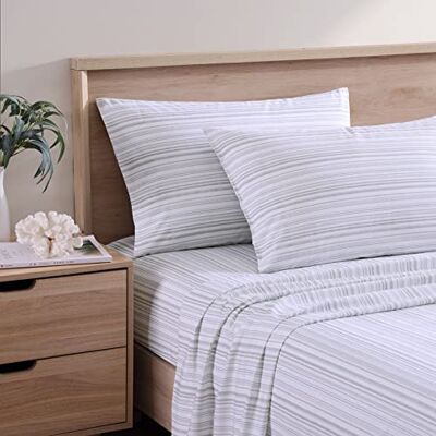 Tommy Bahama Parure de lit Queen size en percale de coton, croustillante et fraîche, décoration d'intérieur élégante (rayures kahanu gris, grand lit) Tommy Bahama Parure de lit Queen size en percale de coton, croustillante et fraîche, décoration d'intérieur élégante (rayures kahanu gris, grand lit)