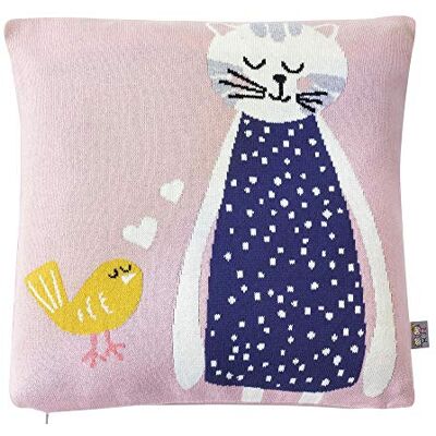 Sevira Kids Taie de coussin en tricot de coton, Chat Sevira Kids Taie de coussin en tricot de coton, Chat