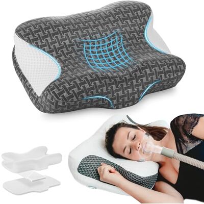 Elviros Oreiller CPAP en mousse à mémoire de forme, pour les personnes dormant sur le côté, ergonomique en hauteur et dureté réglables, pour les utilisateurs de CPAP, compatible avec différents Elviros Oreiller CPAP en mousse à mémoire de forme, pour les personnes dormant sur le côté, ergonomique en hauteur et dureté réglables, pour les utilisateurs de CPAP, compatible avec différents