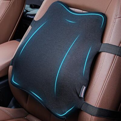 FORTEM Coussin lombaire de voiture, soutien dorsal pour siège de voiture, oreiller en mousse à mémoire de forme, housse respirante et lavable FORTEM Coussin lombaire de voiture, soutien dorsal pour siège de voiture, oreiller en mousse à mémoire de forme, housse respirante et lavable