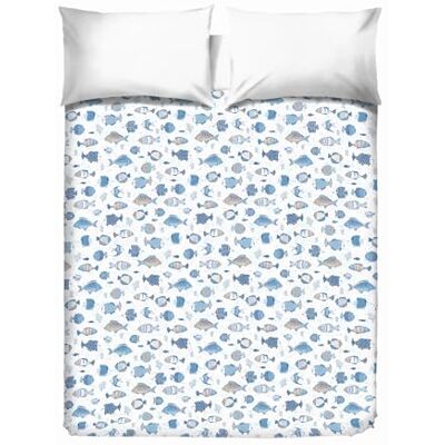 PENSIERI DELICATI Couvre-lit double 260 x 280 cm, drap simple 100% coton pique, idéal comme drap d'ameublement, couverture de lit 2 places, motif océan blanc, 100% fabriqué en Italie PENSIERI DELICATI Couvre-lit double 260 x 280 cm, drap simple 100% coton pique, idéal comme drap d'ameublement, couverture de lit 2 places, motif océan blanc, 100% fabriqué en Italie