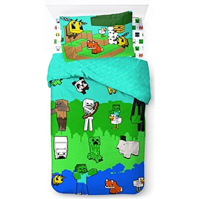 Jay Franco Minecraft Mode Créatif, Parure de lit Enfant 140x200 cm, 100% Coton, lit 1 Personne Comprend Housse de Couette, Drap Housse & 1 taie d'oreiller Convient aux Lits de 90x190cm à 90x200cm Jay Franco Minecraft Mode Créatif, Parure de lit Enfant 140x200 cm, 100% Coton, lit 1 Personne Comprend Housse de Couette, Drap Housse & 1 taie d'oreiller Convient aux Lits de 90x190cm à 90x200cm