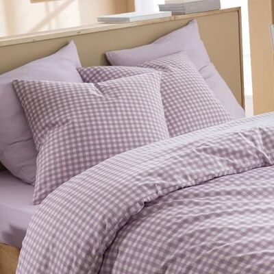 Terre de Nuit Parure de lit Vichy 140x200 Lilas Violet Carreaux 57 Fils/cm² Base Droite Terre de Nuit Parure de lit Vichy 140x200 Lilas Violet Carreaux 57 Fils/cm² Base Droite