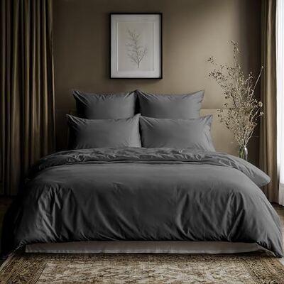 Lavea ® Housse de Couette 135x200 + 1x taie d’Oreiller – Anthracite Parure de Lit en 100% Coton – Douce, Respirante, Fermeture Éclair, Certifiée OEKO-TEX® Lavea ® Housse de Couette 135x200 + 1x taie d’Oreiller – Anthracite Parure de Lit en 100% Coton – Douce, Respirante, Fermeture Éclair, Certifiée OEKO-TEX®
