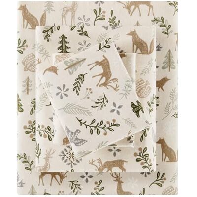 SLEEP PHILOSOPHY True North Parure de lit 4 pièces en flanelle 100% coton pour grand lit, confortable brossée pour plus de douceur, imprimé fantaisie, chaud, brun clair, forêt SLEEP PHILOSOPHY True North Parure de lit 4 pièces en flanelle 100% coton pour grand lit, confortable brossée pour plus de douceur, imprimé fantaisie, chaud, brun clair, forêt