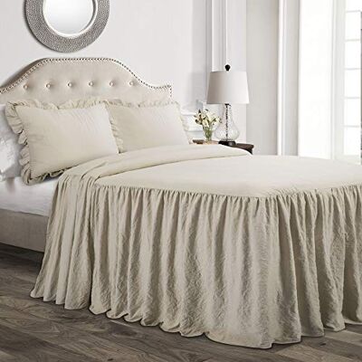 Lush Decor Jeté de lit à volants en polyester, neutre, King size Lush Decor Jeté de lit à volants en polyester, neutre, King size