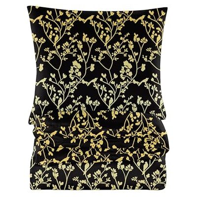 Cotton Market Parure de lit 3 pièces en coton Housse de couette 200 x 200 cm et 2 taies d'oreiller 70 x 80 cm Fleurs noires et dorées Cotton Market Parure de lit 3 pièces en coton Housse de couette 200 x 200 cm et 2 taies d'oreiller 70 x 80 cm Fleurs noires et dorées