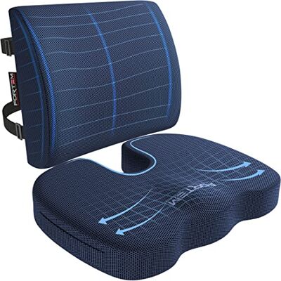 FORTEM Coussin Chaise Bureau et Soutien Dorsal, Oreiller Lombaire Mousse Mémoire, Assise et Dossier Antidérapants pour Gaming, Siège Auto, Confort Coccyx, Housse Amovible FORTEM Coussin Chaise Bureau et Soutien Dorsal, Oreiller Lombaire Mousse Mémoire, Assise et Dossier Antidérapants pour Gaming, Siège Auto, Confort Coccyx, Housse Amovible