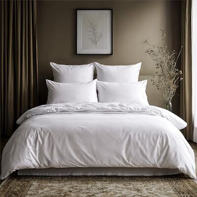 Lavea ® Housse de Couette 155x220 + 1x taie d’Oreiller – Blanc Parure de Lit en 100% Coton – Douce, Respirante, Fermeture Éclair, Certifiée OEKO-TEX® Lavea ® Housse de Couette 155x220 + 1x taie d’Oreiller – Blanc Parure de Lit en 100% Coton – Douce, Respirante, Fermeture Éclair, Certifiée OEKO-TEX®