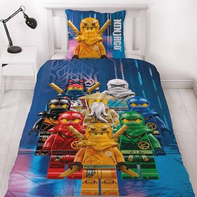 Character World Lego Ninjago Parure de lit 135 x 200 cm pour enfant avec 1 taie d'oreiller 80 x 80 cm + housse de couette 135 x 200 cm avec fermeture éclair réversible Motif fan Character World Lego Ninjago Parure de lit 135 x 200 cm pour enfant avec 1 taie d'oreiller 80 x 80 cm + housse de couette 135 x 200 cm avec fermeture éclair réversible Motif fan