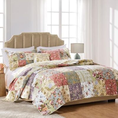 Greenland Home Fashions Greenland Home Blooming Prairie Lot de 4 courtepointes en coton patchwork Multicolore Greenland Home Fashions Greenland Home Blooming Prairie Lot de 4 courtepointes en coton patchwork Multicolore