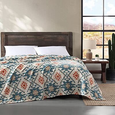 Wrangler Couverture réversible en polaire ultra douce en peluche, légère pour toutes les saisons, très grand lit, bleu dakota Wrangler Couverture réversible en polaire ultra douce en peluche, légère pour toutes les saisons, très grand lit, bleu dakota