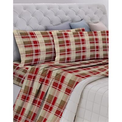 GEMITEX Parure de lit fabriquée en Italie en 100% coton DIS. 797 écossais Bordeaux, pour lit double, ligne coton, couleur Bordeaux, avec traitement anti-boulochage et hypoallergénique GEMITEX Parure de lit fabriquée en Italie en 100% coton DIS. 797 écossais Bordeaux, pour lit double, ligne coton, couleur Bordeaux, avec traitement anti-boulochage et hypoallergénique