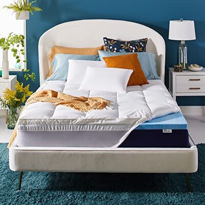 Sleep Innovations Surmatelas double couche en mousse à mémoire de forme pour lit king size, soutien moyen, mousse gel à mémoire de forme de 5,1 cm + taie d'oreiller de 5,1 cm Sleep Innovations Surmatelas double couche en mousse à mémoire de forme pour lit king size, soutien moyen, mousse gel à mémoire de forme de 5,1 cm + taie d'oreiller de 5,1 cm