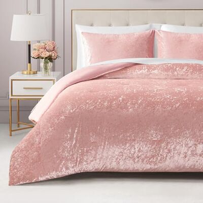 Juicy Couture Parure de lit 2 pièces en velours écrasé pour lit simple – 1 couette de 172,7 x 228,6 cm et 1 taie d'oreiller de 50,8 x 66 cm, rose Juicy Couture Parure de lit 2 pièces en velours écrasé pour lit simple – 1 couette de 172,7 x 228,6 cm et 1 taie d'oreiller de 50,8 x 66 cm, rose