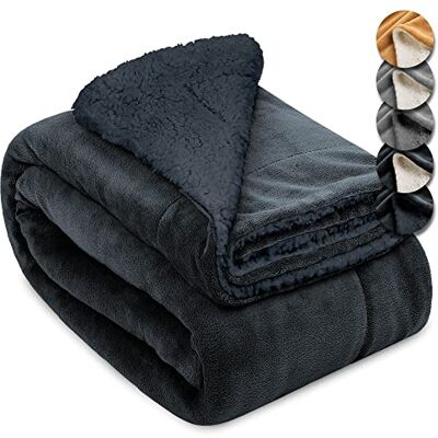 Beautissu plaid canapé sherpa polaire doux avec aspect de fourrure d'agneau Beautissu plaid canapé sherpa polaire doux avec aspect de fourrure d'agneau