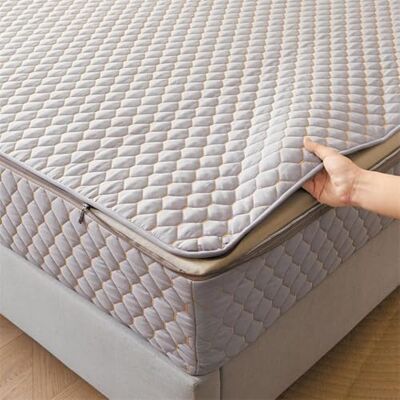 TYYUETY Housse zippée intégrale, respirant, anti-poussière et lavable, taille personnalisable, protège-matelas matelassé imperméable pour lit simple/double/king size Gris 200 x 220 + 30 cm TYYUETY Housse zippée intégrale, respirant, anti-poussière et lavable, taille personnalisable, protège-matelas matelassé imperméable pour lit simple/double/king size Gris 200 x 220 + 30 cm