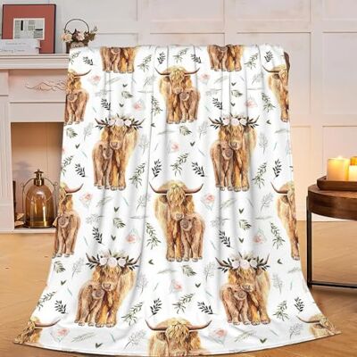 Couverture avec motif vache Highland Couverture avec motif vache Highland