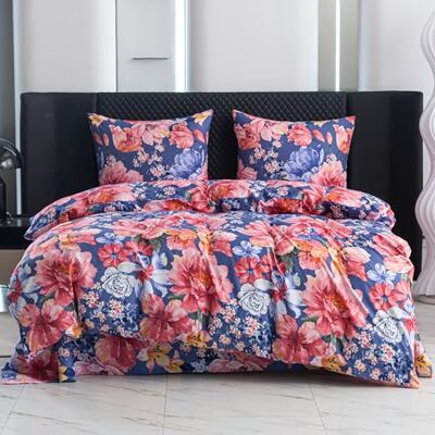 Cotton Market Parure de lit 3 pièces Öko-Tex 220 x 200 cm En microfibre et coton Avec fermeture éclair Housse de couette 220 cm et 2 taies d'oreiller 70 x 80 cm Jardin/rose Cotton Market Parure de lit 3 pièces Öko-Tex 220 x 200 cm En microfibre et coton Avec fermeture éclair Housse de couette 220 cm et 2 taies d'oreiller 70 x 80 cm Jardin/rose