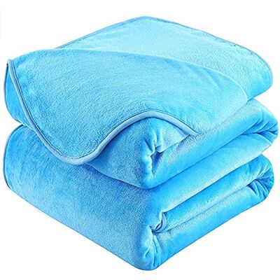 HOZY Couverture épaisse en polaire 220 x 240 cm, bleu ciel, douce et chaude Couverture de lit double et plaid de canapé en flanelle Réversible sur les deux faces HOZY Couverture épaisse en polaire 220 x 240 cm, bleu ciel, douce et chaude Couverture de lit double et plaid de canapé en flanelle Réversible sur les deux faces