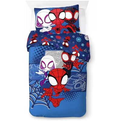 Jay Franco Marvel Spidey & His Amazing Friends Vroom Parure de lit simple 100% coton avec taie d'oreiller 50 x 70 cm Jay Franco Marvel Spidey & His Amazing Friends Vroom Parure de lit simple 100% coton avec taie d'oreiller 50 x 70 cm