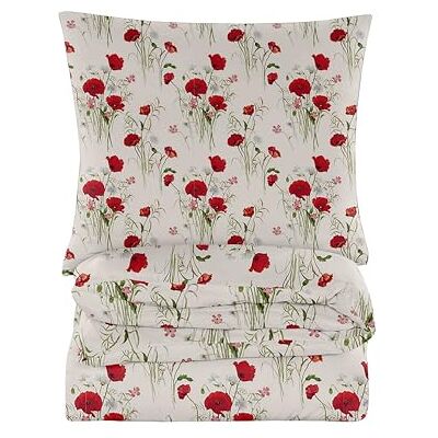 Cotton Market Parure de lit 3 pièces en coton 155 x 200 cm Housse de couette 155 x 200 cm et 2 taies d'oreiller 70 x 80 cm Blanc, coquelicots Cotton Market Parure de lit 3 pièces en coton 155 x 200 cm Housse de couette 155 x 200 cm et 2 taies d'oreiller 70 x 80 cm Blanc, coquelicots
