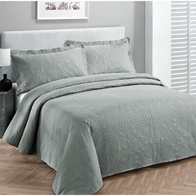 Fancy Linen Fancy Collection Couvre-lit luxueux en relief Gris uni 299,7 x 269,2 cm King size Fancy Linen Fancy Collection Couvre-lit luxueux en relief Gris uni 299,7 x 269,2 cm King size