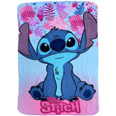 CARTOON Plaid enfant Stitch Disney 100 x 140 cm Couverture souple en polaire 100 % polyester 220 GSM chaud et léger idéal pour chambre ou canapé CARTOON Plaid enfant Stitch Disney 100 x 140 cm Couverture souple en polaire 100 % polyester 220 GSM chaud et léger idéal pour chambre ou canapé