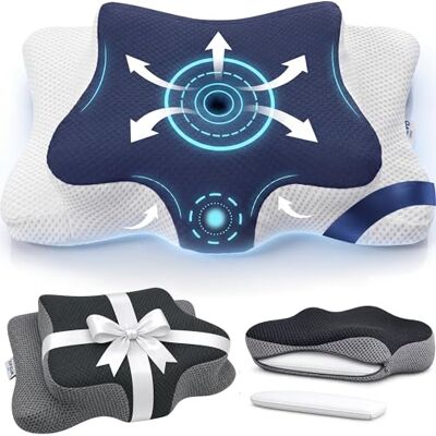 Allevo Paris ALLEVO® Oreiller ergonomique cervical & 2 taies d’oreillers & hauteur ajustable- Coussin memoire forme, 60 x 40, Ferme, Pillow Papillon Pour Cervicales, Lit, Anti Cervicales douloureuses, Orthopédique Allevo Paris ALLEVO® Oreiller ergonomique cervical & 2 taies d’oreillers & hauteur ajustable- Coussin memoire forme, 60 x 40, Ferme, Pillow Papillon Pour Cervicales, Lit, Anti Cervicales douloureuses, Orthopédique