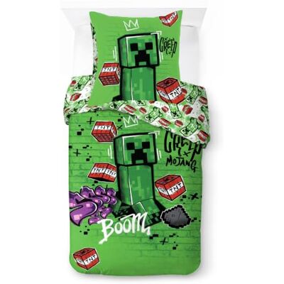 Jay Franco Minecraft Creeper Parure de lit 2 pièces pour enfant super douce avec housse de couette uniquement (rembourrage non inclus), motif Endermen, zombies, bleu, 2 pièces Jay Franco Minecraft Creeper Parure de lit 2 pièces pour enfant super douce avec housse de couette uniquement (rembourrage non inclus), motif Endermen, zombies, bleu, 2 pièces