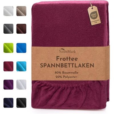 NatureMark Drap-housse en tissu éponge – Doux et respirant, doux pour la peau, pratique et facile d'entretien, durable et résistant, 80 % coton et 20 % polyester, 120 x 200 cm, rouge bordeaux NatureMark Drap-housse en tissu éponge – Doux et respirant, doux pour la peau, pratique et facile d'entretien, durable et résistant, 80 % coton et 20 % polyester, 120 x 200 cm, rouge bordeaux