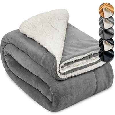 Beautissu XXL plaid canapé sherpa polaire doux avec aspect fourrure chaude Beautissu XXL plaid canapé sherpa polaire doux avec aspect fourrure chaude