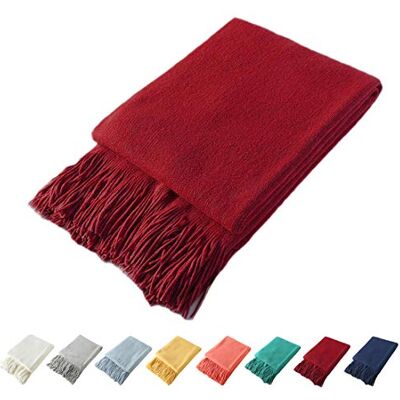 Homiest Couverture décorative tricotée avec franges, douce et confortable pour canapé, sofa, lit (rouge, 127 x 152 cm) Homiest Couverture décorative tricotée avec franges, douce et confortable pour canapé, sofa, lit (rouge, 127 x 152 cm)