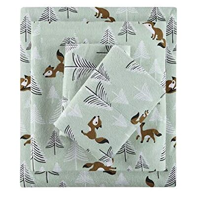Intelligent Design Parure de lit 4 pièces en flanelle 100% coton avec imprimé animaux, étoiles, mignons, chaudes, ultra douces pour temps froid, lit double, renards gris Intelligent Design Parure de lit 4 pièces en flanelle 100% coton avec imprimé animaux, étoiles, mignons, chaudes, ultra douces pour temps froid, lit double, renards gris
