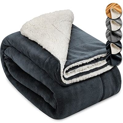 Beautissu plaid canapé sherpa polaire doux avec aspect de fourrure d'agneau Beautissu plaid canapé sherpa polaire doux avec aspect de fourrure d'agneau