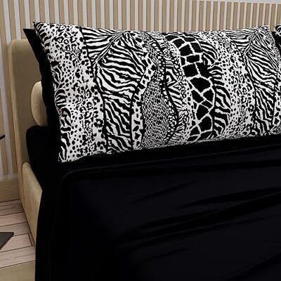 PETTI Artigiani Italiani Parure de lit en coton avec taies d'oreiller en impression numérique, pour lit simple, avec drap-housse et coins noir, 100% fabriqué en Italie PETTI Artigiani Italiani Parure de lit en coton avec taies d'oreiller en impression numérique, pour lit simple, avec drap-housse et coins noir, 100% fabriqué en Italie