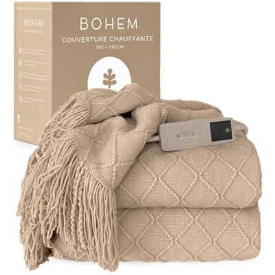 Groenland BOHEM Couverture Chauffante Électrique 180x130 cm – 9 Niveaux de Chaleur, Minuterie 1-9h, Arrêt Automatique – Grande Plaid Chauffante Beige, Lavable en Machine pour Canapé et Lit Groenland BOHEM Couverture Chauffante Électrique 180x130 cm – 9 Niveaux de Chaleur, Minuterie 1-9h, Arrêt Automatique – Grande Plaid Chauffante Beige, Lavable en Machine pour Canapé et Lit