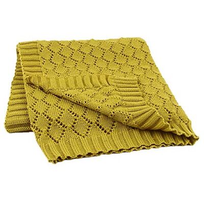 Odot Couverture en tricot doux pour bébé garçon et fille Chaude à emmailloter Motifs carrés tricotés unisexes Couverture de sommeil texturée pour landau, lit (80 x 100 cm, jaune) Odot Couverture en tricot doux pour bébé garçon et fille Chaude à emmailloter Motifs carrés tricotés unisexes Couverture de sommeil texturée pour landau, lit (80 x 100 cm, jaune)