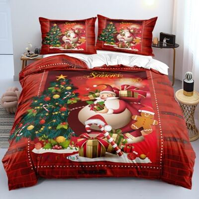 Luowei Parure de lit de Noël 3 pièces, Draps pour lit 200 x 200 cm Rouge et vert 3D Douce Avec fermeture éclair et 2 taies d'oreiller de 80 x 80 cm Pour adolescents, garçons et enfants Luowei Parure de lit de Noël 3 pièces, Draps pour lit 200 x 200 cm Rouge et vert 3D Douce Avec fermeture éclair et 2 taies d'oreiller de 80 x 80 cm Pour adolescents, garçons et enfants