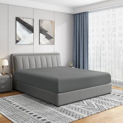 Cathay Home Drap-housse Queen size – Brossé double ultra doux – Résistant aux plis et à la décoloration – Drap-housse avec poche standard de 35,6 cm uniquement – Convient pour un matelas de 30,5 à 40,6 cm d'épaisseur (grand lit, gris) Cathay Home Drap-housse Queen size – Brossé double ultra doux – Résistant aux plis et à la décoloration – Drap-housse avec poche standard de 35,6 cm uniquement – Convient pour un matelas de 30,5 à 40,6 cm d'épaisseur (grand lit, gris)