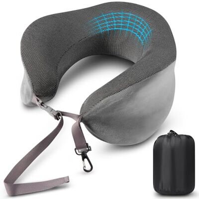 Blendura Oreillers de Voyage, Oreiller Cervical en Mousse à mémoire Forme, Oreiller Avion avec Sac de Transport Inclus, Convient Coussin Nuque pour Avion, Voiture, Bureau, Gris, One Size Blendura Oreillers de Voyage, Oreiller Cervical en Mousse à mémoire Forme, Oreiller Avion avec Sac de Transport Inclus, Convient Coussin Nuque pour Avion, Voiture, Bureau, Gris, One Size
