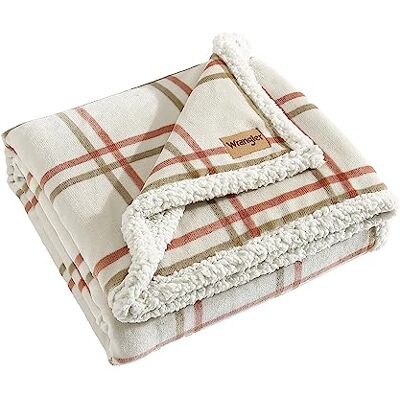 Wrangler Couverture réversible en peluche ultra douce pour décoration d'intérieur Pour toutes les saisons 127 x 152,4 cm Orange vif Wrangler Couverture réversible en peluche ultra douce pour décoration d'intérieur Pour toutes les saisons 127 x 152,4 cm Orange vif