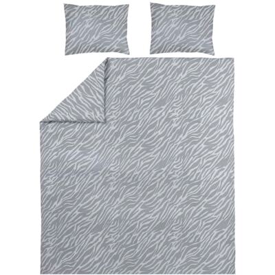 MEYCO Home Linge de lit double Zebra (coton, matière respirante, facile d'entretien, ajustement parfait, bande pliante pratique, dimensions : 200 x 200/220 cm), gris MEYCO Home Linge de lit double Zebra (coton, matière respirante, facile d'entretien, ajustement parfait, bande pliante pratique, dimensions : 200 x 200/220 cm), gris