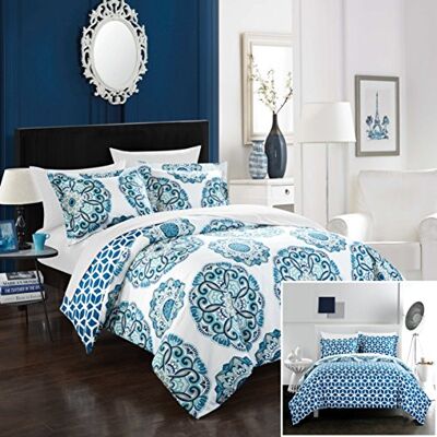 Chic Home Parure de lit 2 pièces en microfibre, bleu, lit simple Chic Home Parure de lit 2 pièces en microfibre, bleu, lit simple