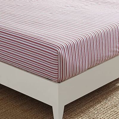Nautica Drap-housse complet, literie en percale de coton, croustillante et cool, décoration d'intérieur décontractée (rayures rouges Coleridge pour lit double) Nautica Drap-housse complet, literie en percale de coton, croustillante et cool, décoration d'intérieur décontractée (rayures rouges Coleridge pour lit double)