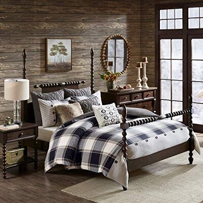 Madison Park SIGNATURE Parure de lit toutes saisons avec insert garni et housse de couette amovible, taies assorties, oreillers décoratifs, coton, cabine urbaine, marron écossais, grand lit Madison Park SIGNATURE Parure de lit toutes saisons avec insert garni et housse de couette amovible, taies assorties, oreillers décoratifs, coton, cabine urbaine, marron écossais, grand lit