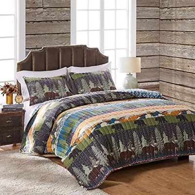 Greenland Home Fashions Greenland Home Parure de lit 3 pièces 100% coton, envers en microfibre, rembourrage en polyester, multicolore, lit double/grand lit Greenland Home Fashions Greenland Home Parure de lit 3 pièces 100% coton, envers en microfibre, rembourrage en polyester, multicolore, lit double/grand lit